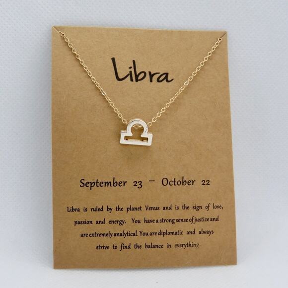 Libra Gold Pendant Necklace - Picture 2 of 7